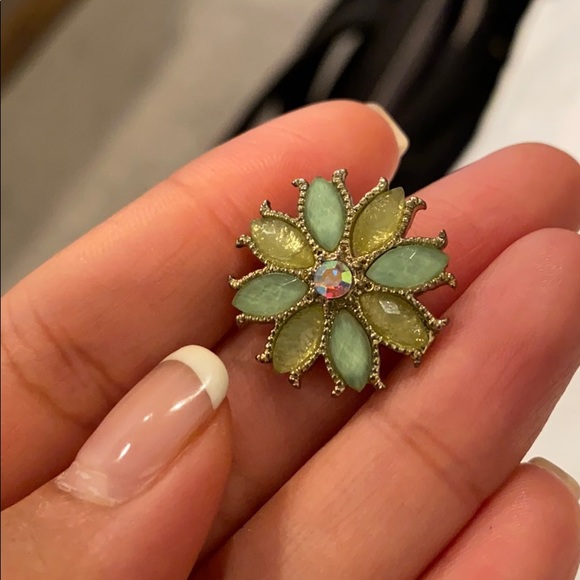 Mint green floral earrings - Picture 6 of 7